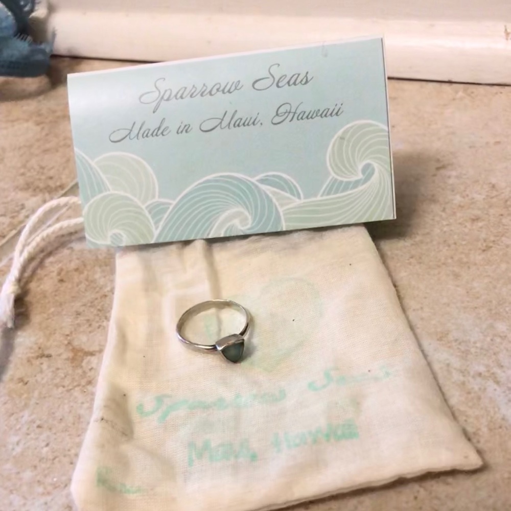 Sterling silver blue stone ring hand-made in Maui